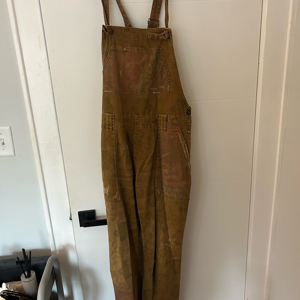 Pilcro Tan Patterned Overalls